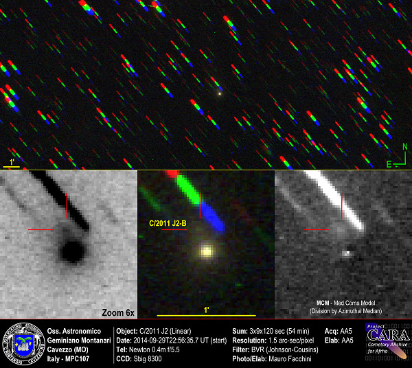 Cometa C/2011 J2 (Linear) e frammento - B -