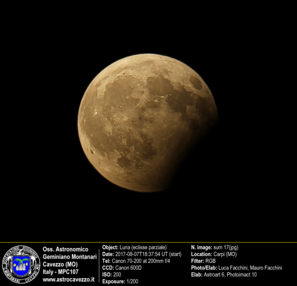 Eclisse parziale di Luna 2017