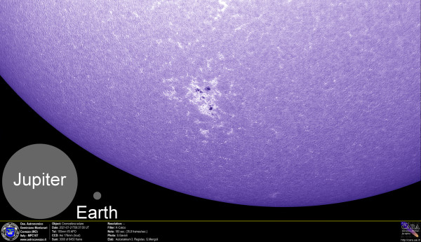 Cromosfera solare nella riga del Calcio (K).
