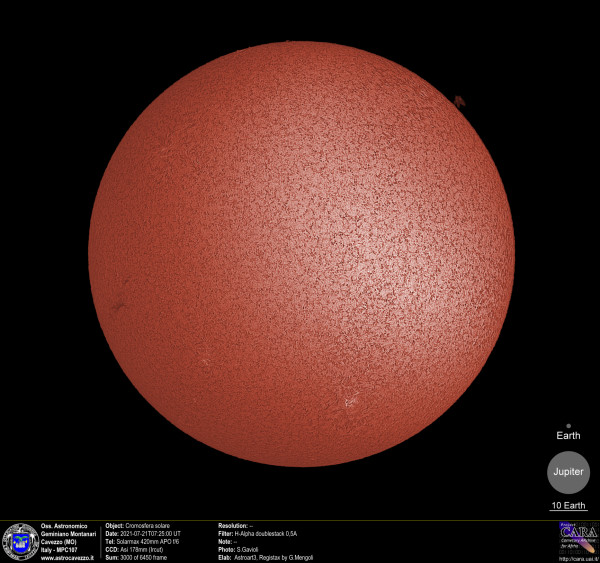 Cromosfera solare in H-Alfa
