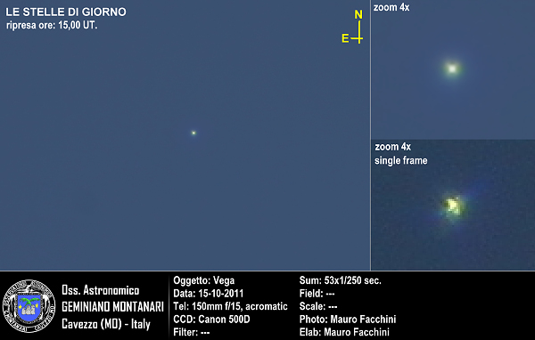 Vega, alfa Lira fotografata di giorno